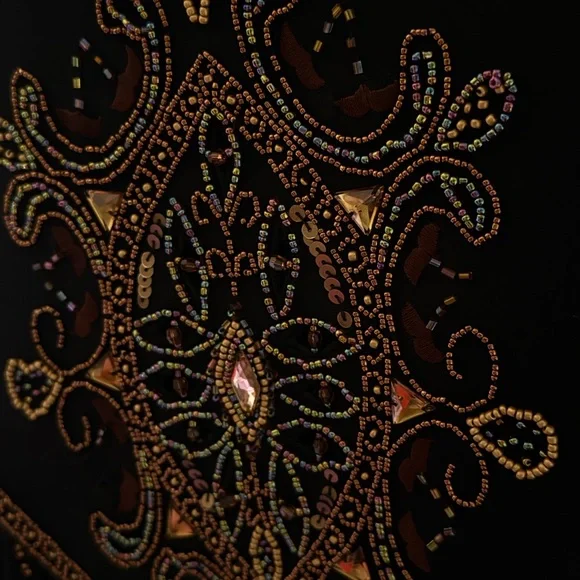 Cache Black Maxi Dress with Bronze Embellishment - Picture 5 of 7